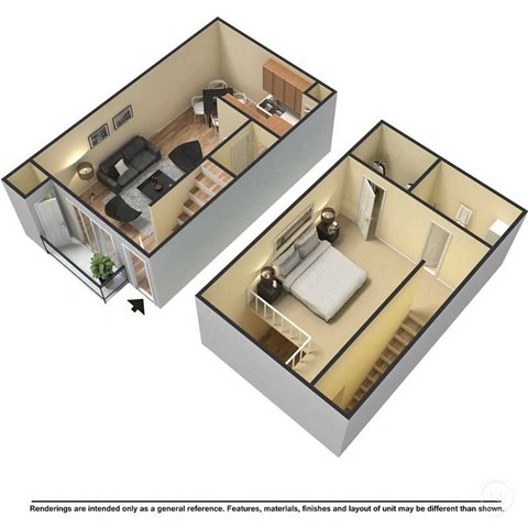 A3 | 1 Bed / 1.5 Bath | 700 Sq Ft